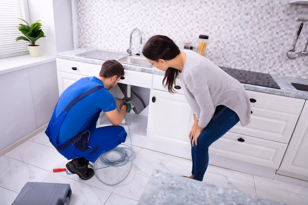 Plumber cleaning clogged sink Plumber cleaning clogged sink